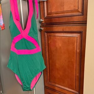 Boden Green and Pink Swimsuit